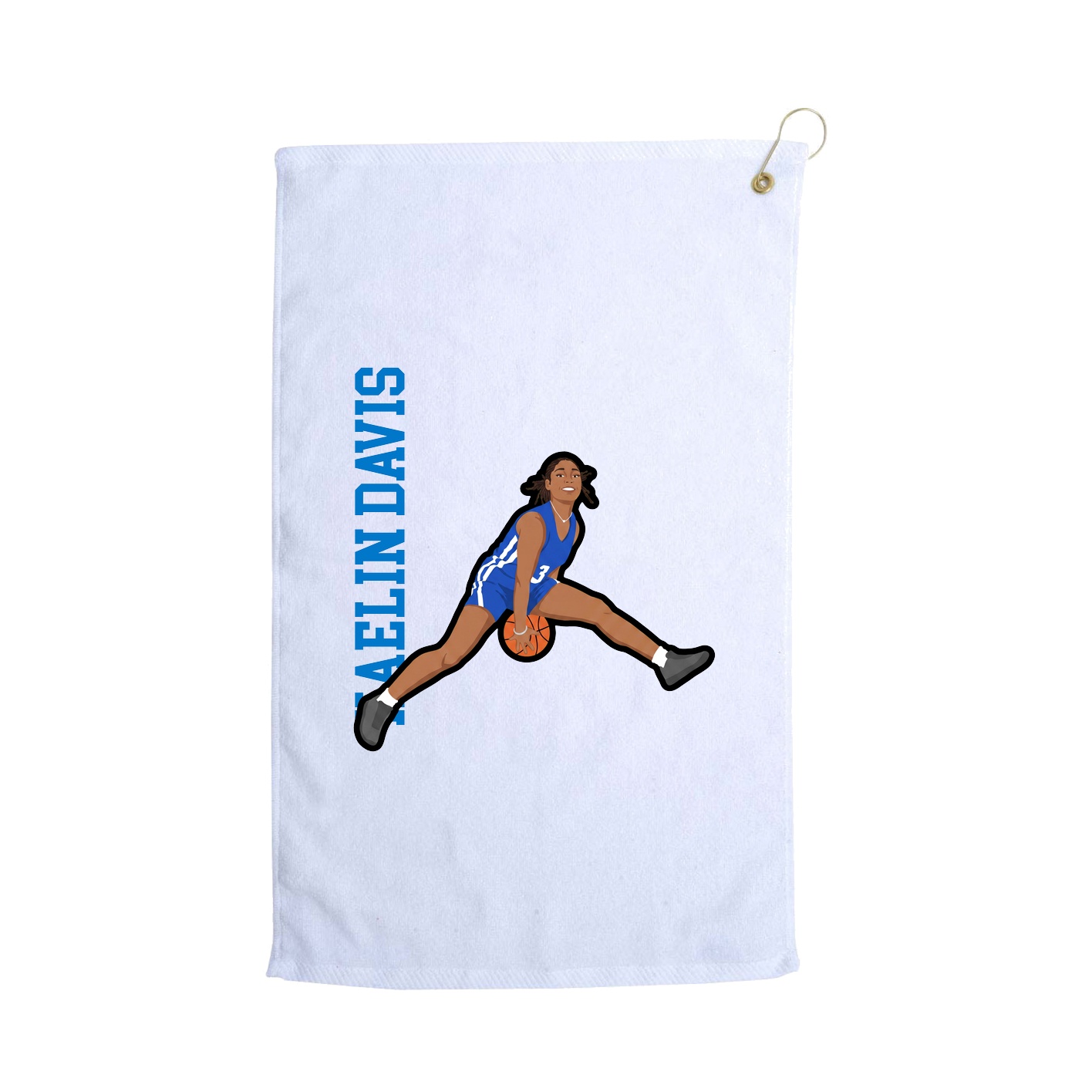 Golf Towel — Name Vertical in White