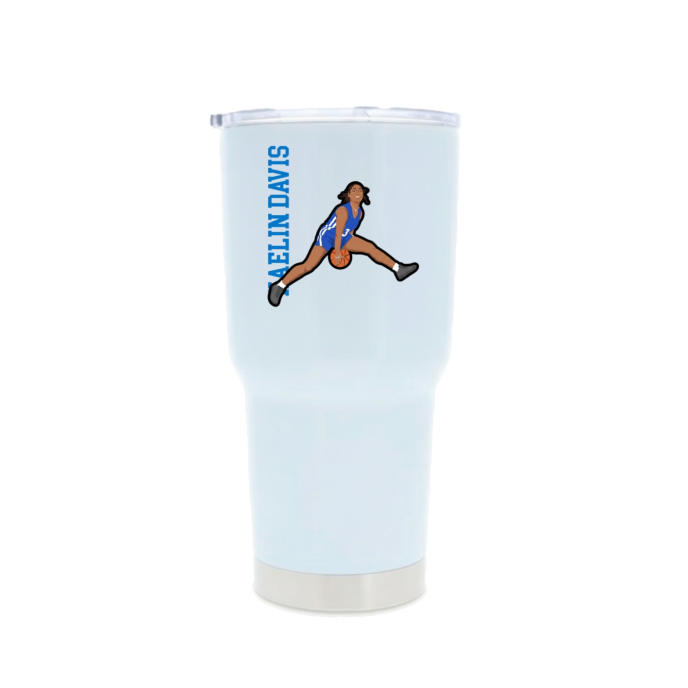 30oz Stainless Steel Tumbler — Name Vertical in White