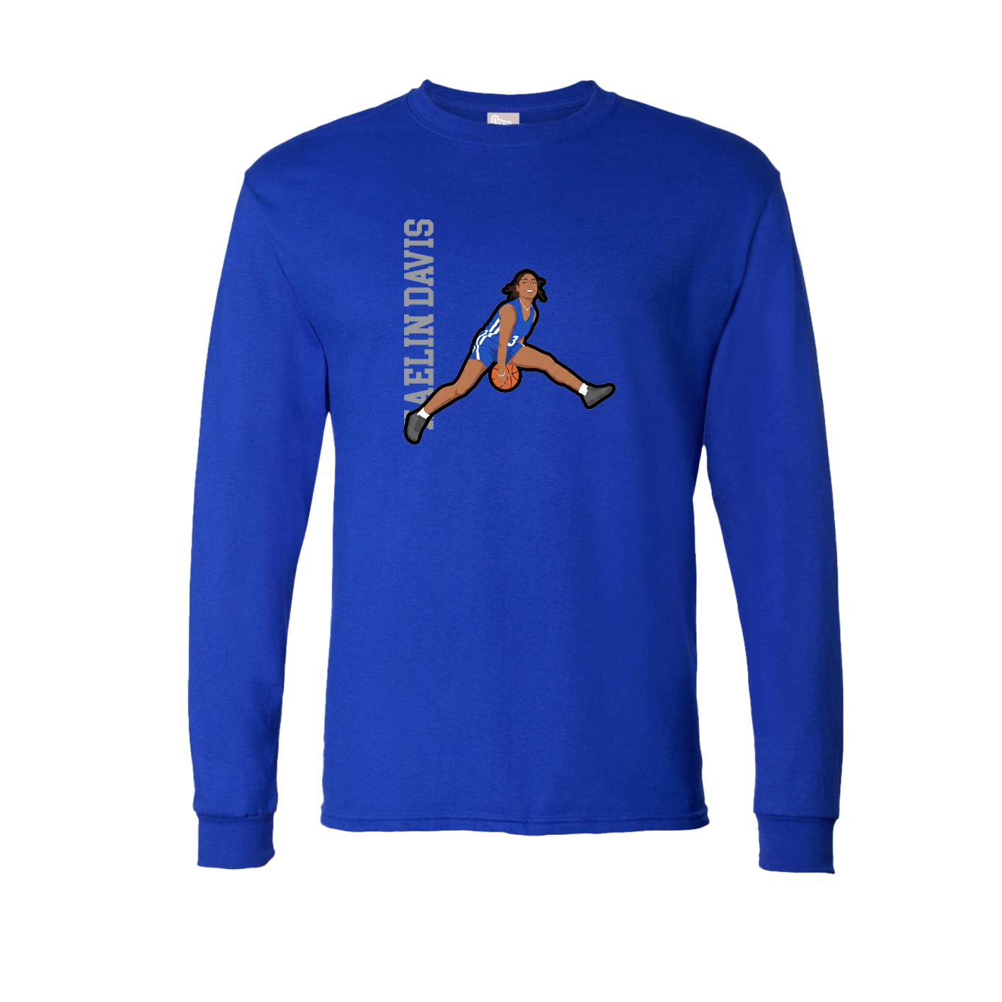 Long Sleeve Tee — Name Vertical in Royal