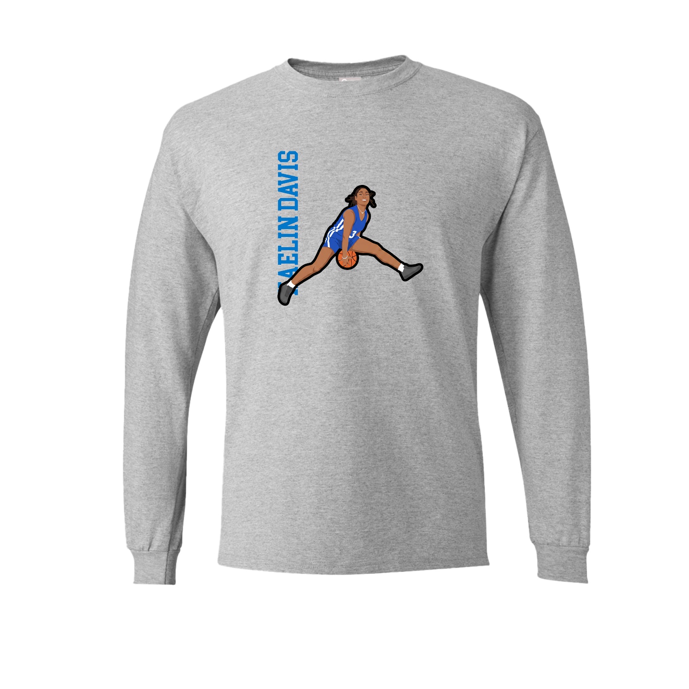 Long Sleeve Tee — Name Vertical in Grey