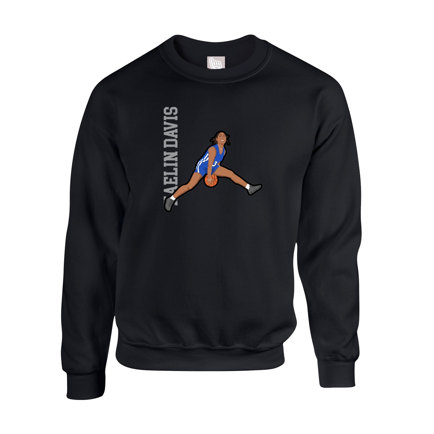 Fleece Crew — Name Vertical in Black