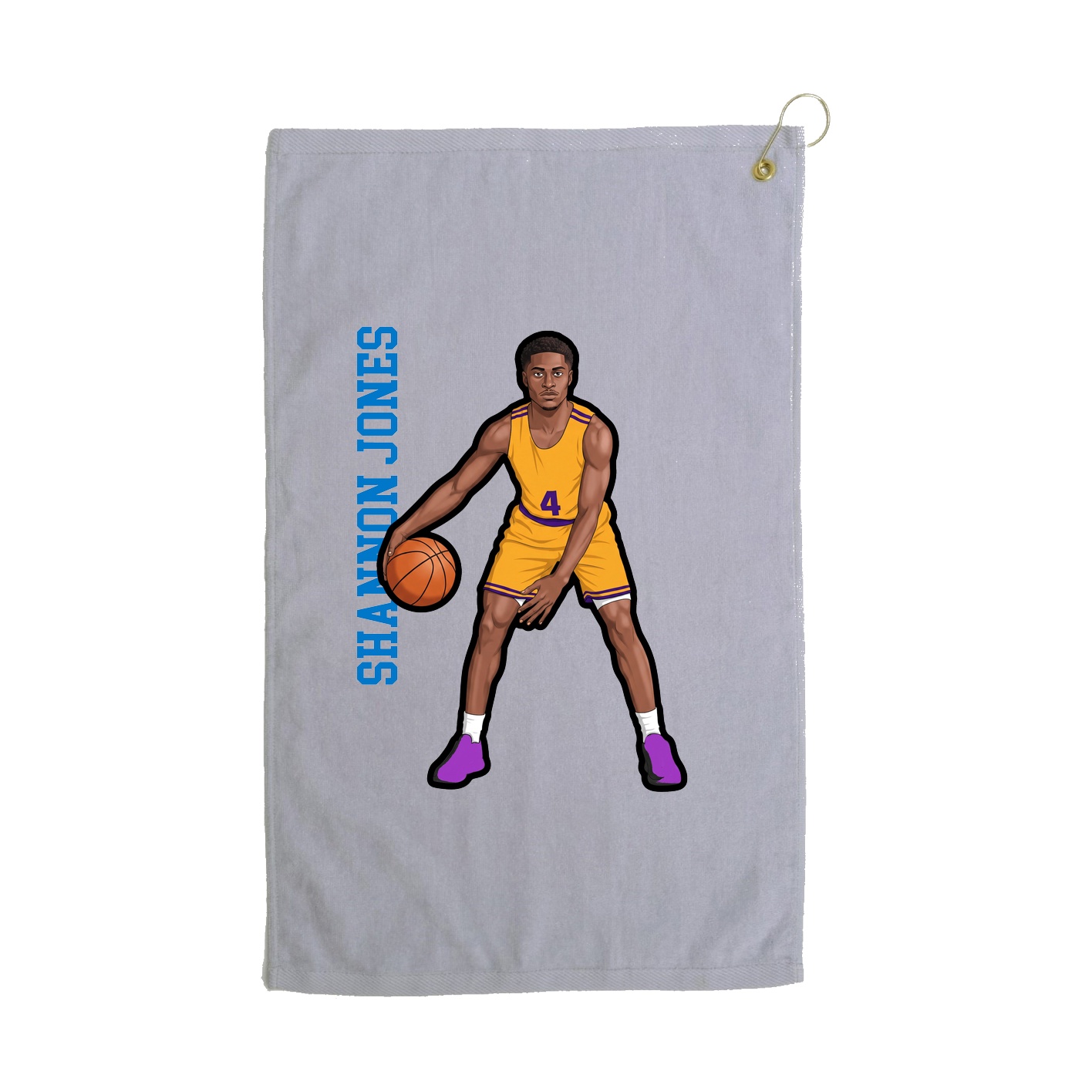 Golf Towel — Name Vertical in Grey