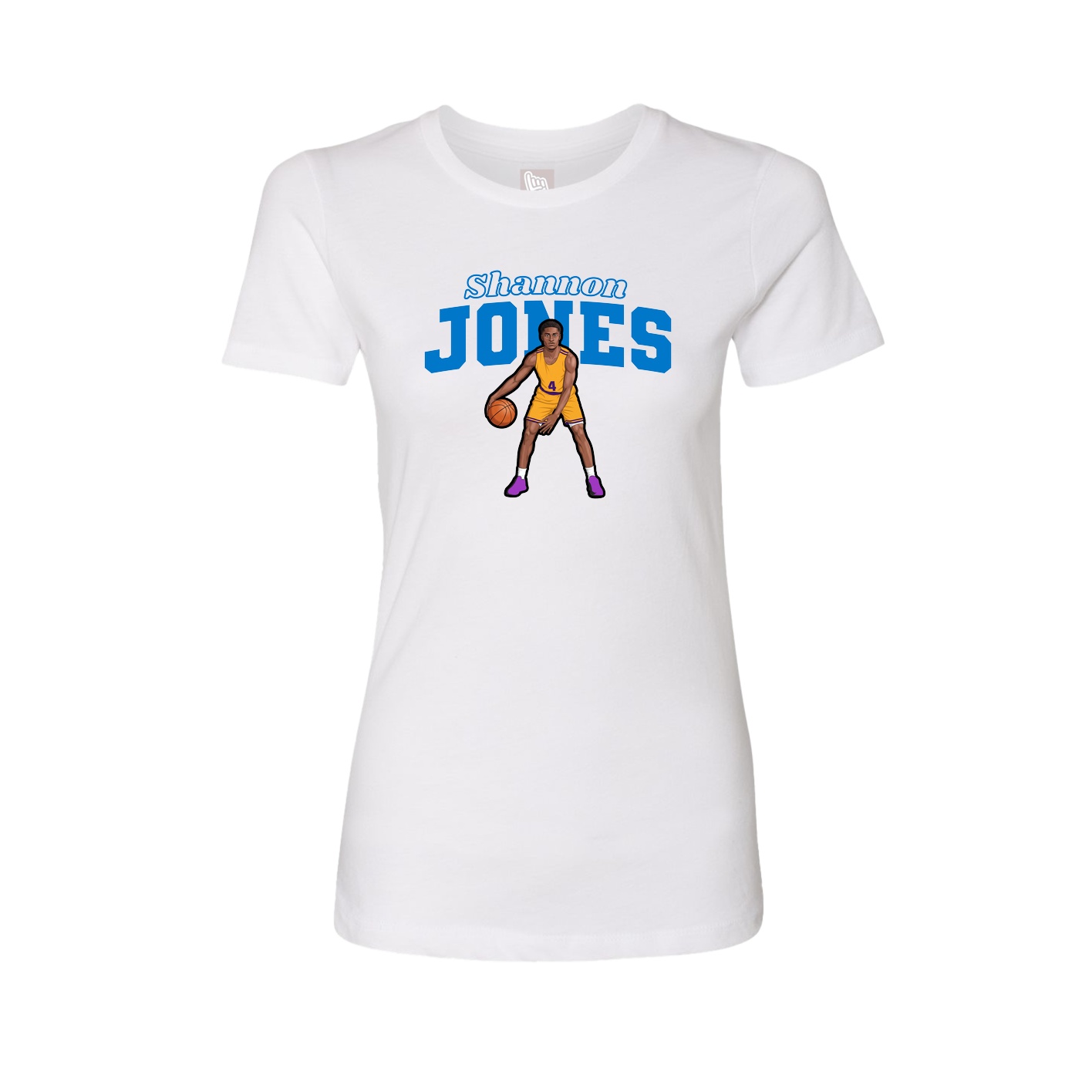 Fitted Women's Tee — Name Arch in White