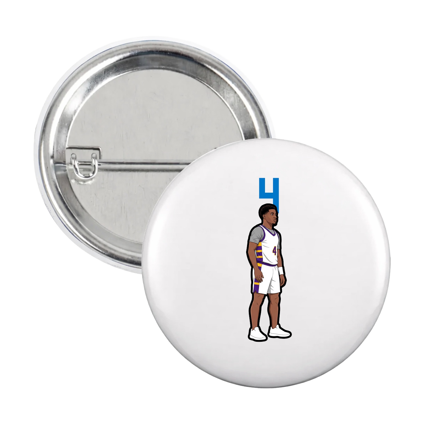 Game Day Button — Number Top in White