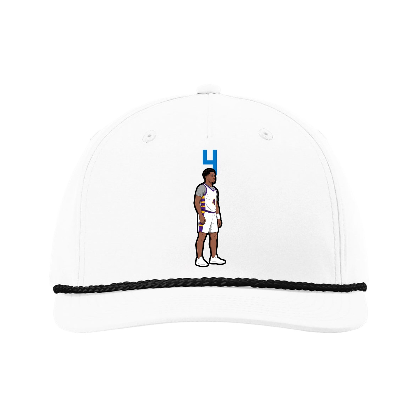 Five-Panel Classic Rope Cap — Number Top in White