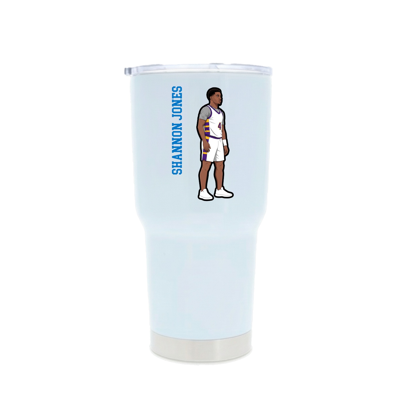 30oz Stainless Steel Tumbler — Name Vertical in White