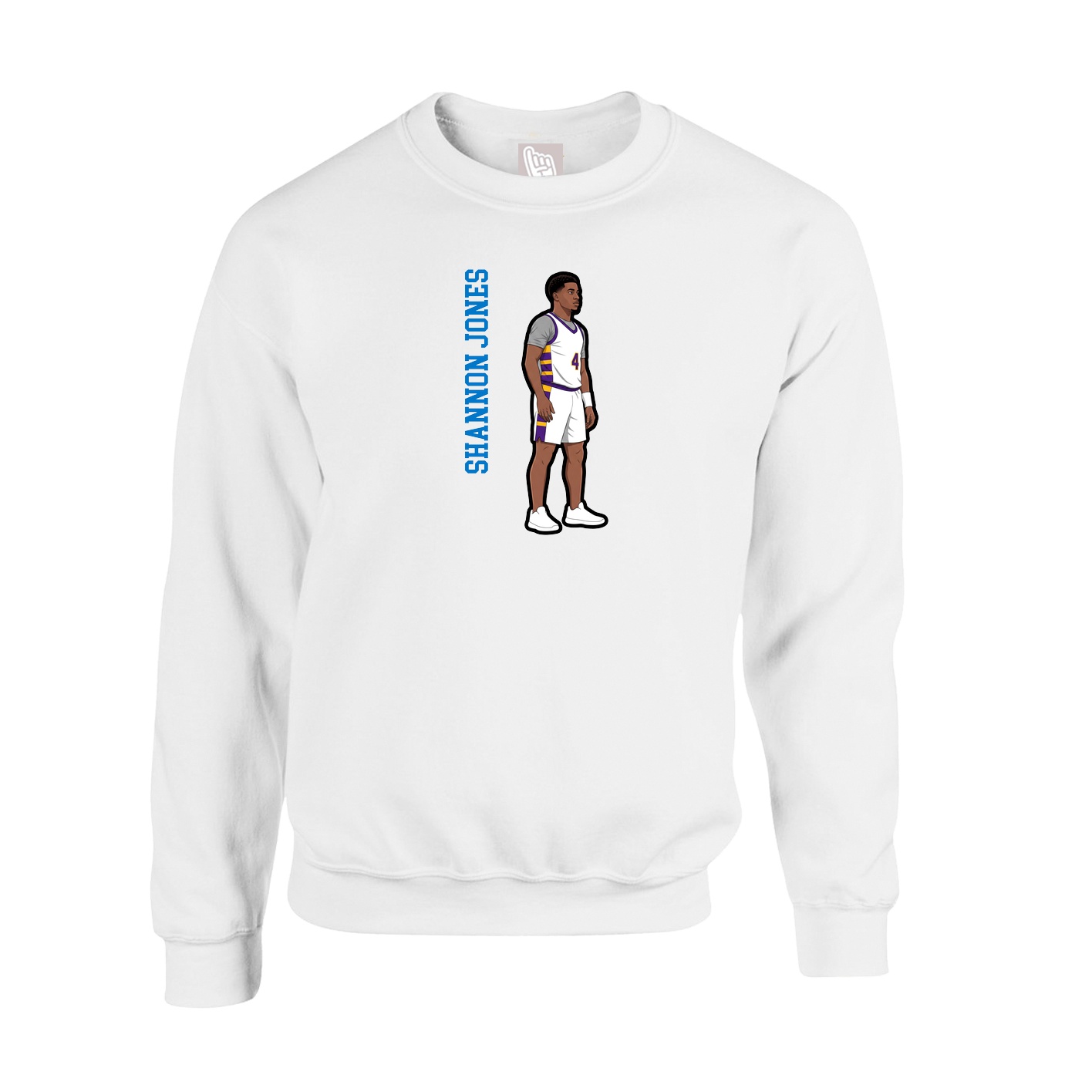 Fleece Crew — Name Vertical in White
