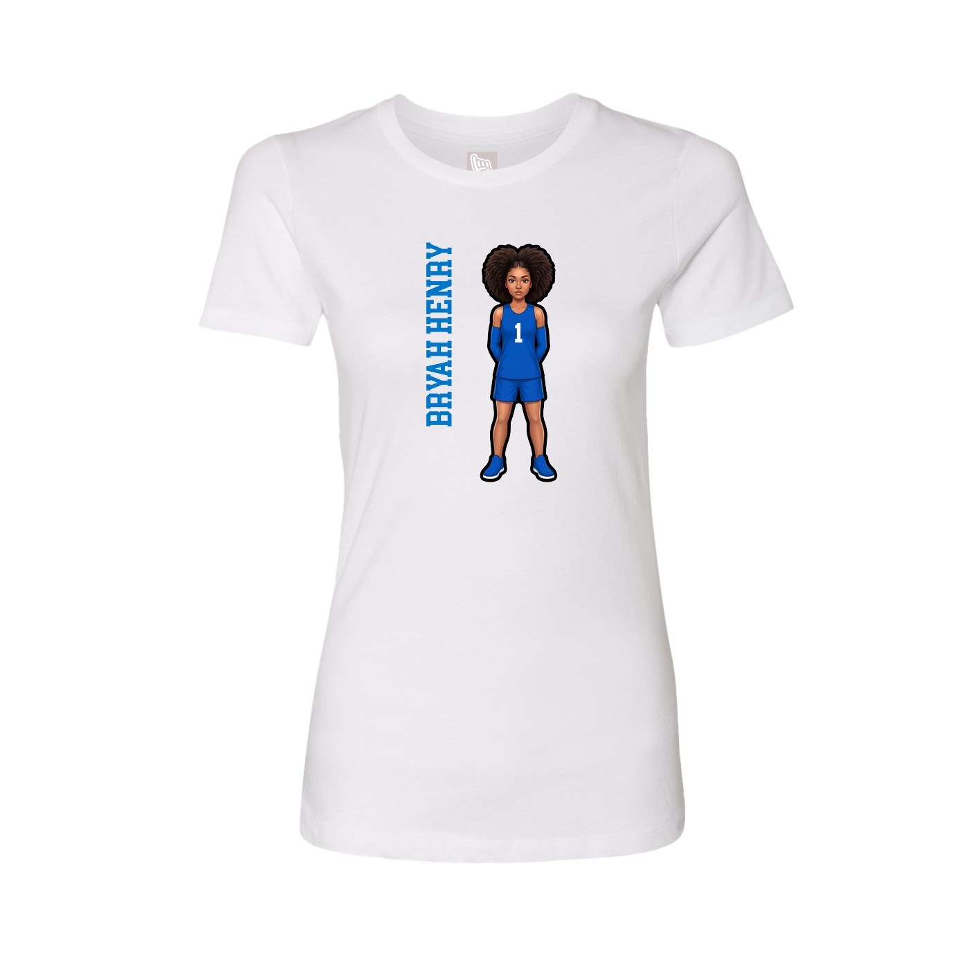 Fitted Women's Tee — Name Vertical in White