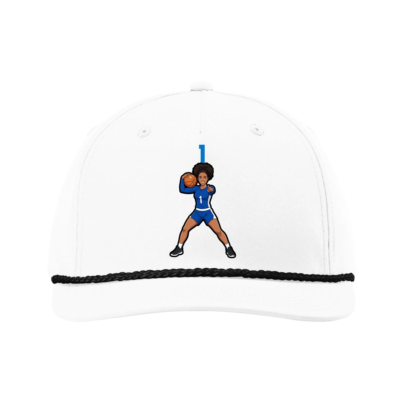 Five-Panel Classic Rope Cap — Number Top in White