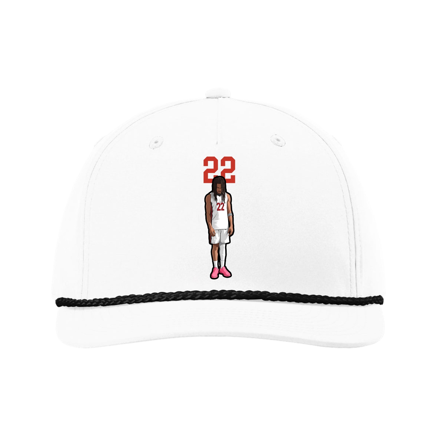 Five-Panel Classic Rope Cap — Number Top in White