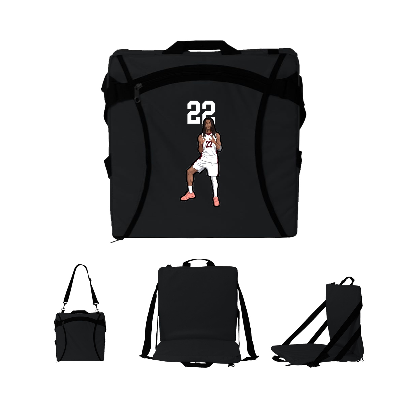 Folding Stadium Seat — Number Top in Black