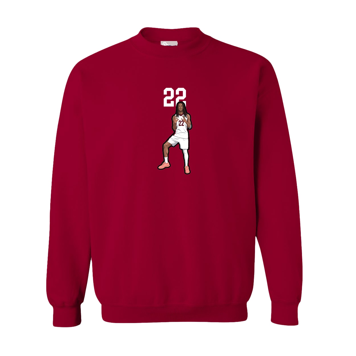 Fleece Crew — Number Top in Cardinal