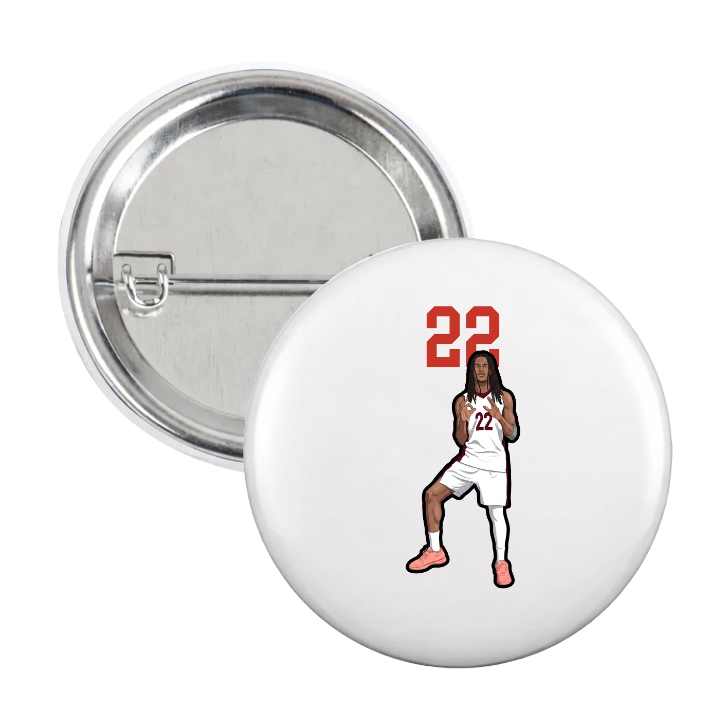 Game Day Button — Number Top in White