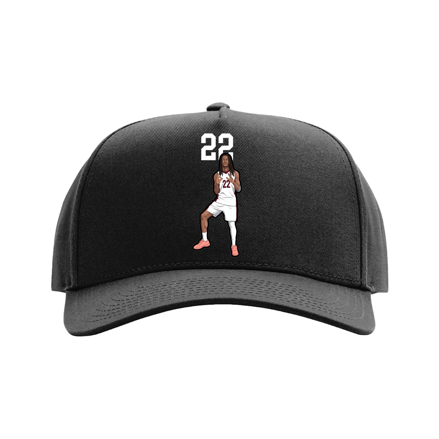 Full Fabric Five-Panel Champ Cap — Number Top in Black