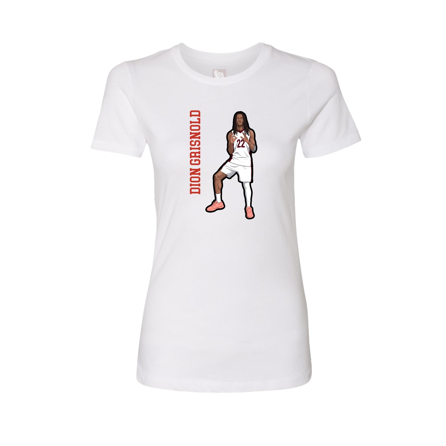 Womens Tee — Name Vertical in White