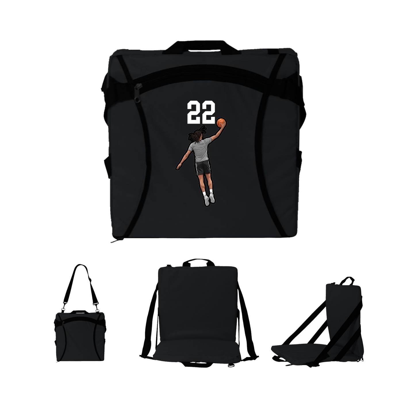 Folding Stadium Seat — Number Top in Black