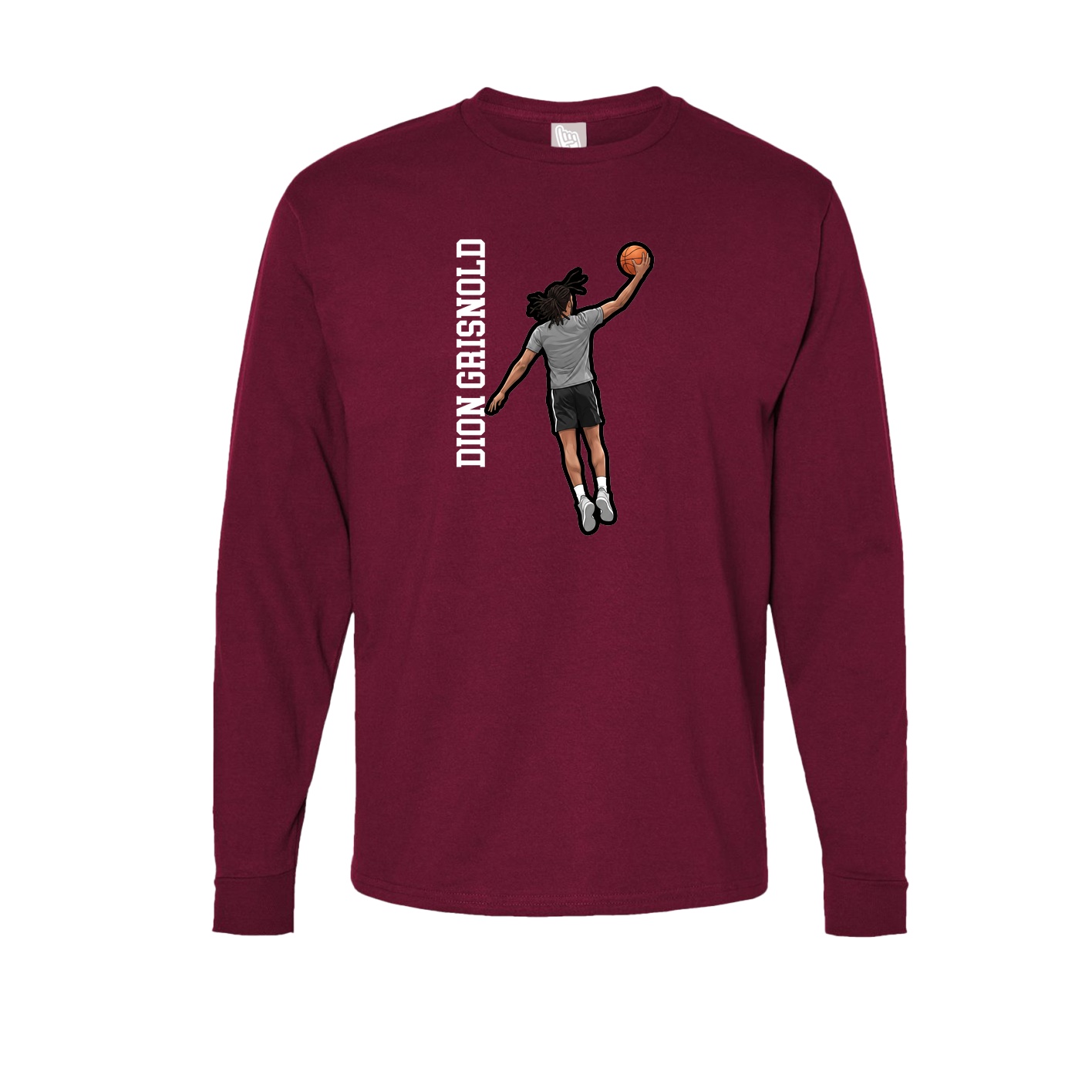 Long Sleeve Tee — Name Vertical in Cardinal