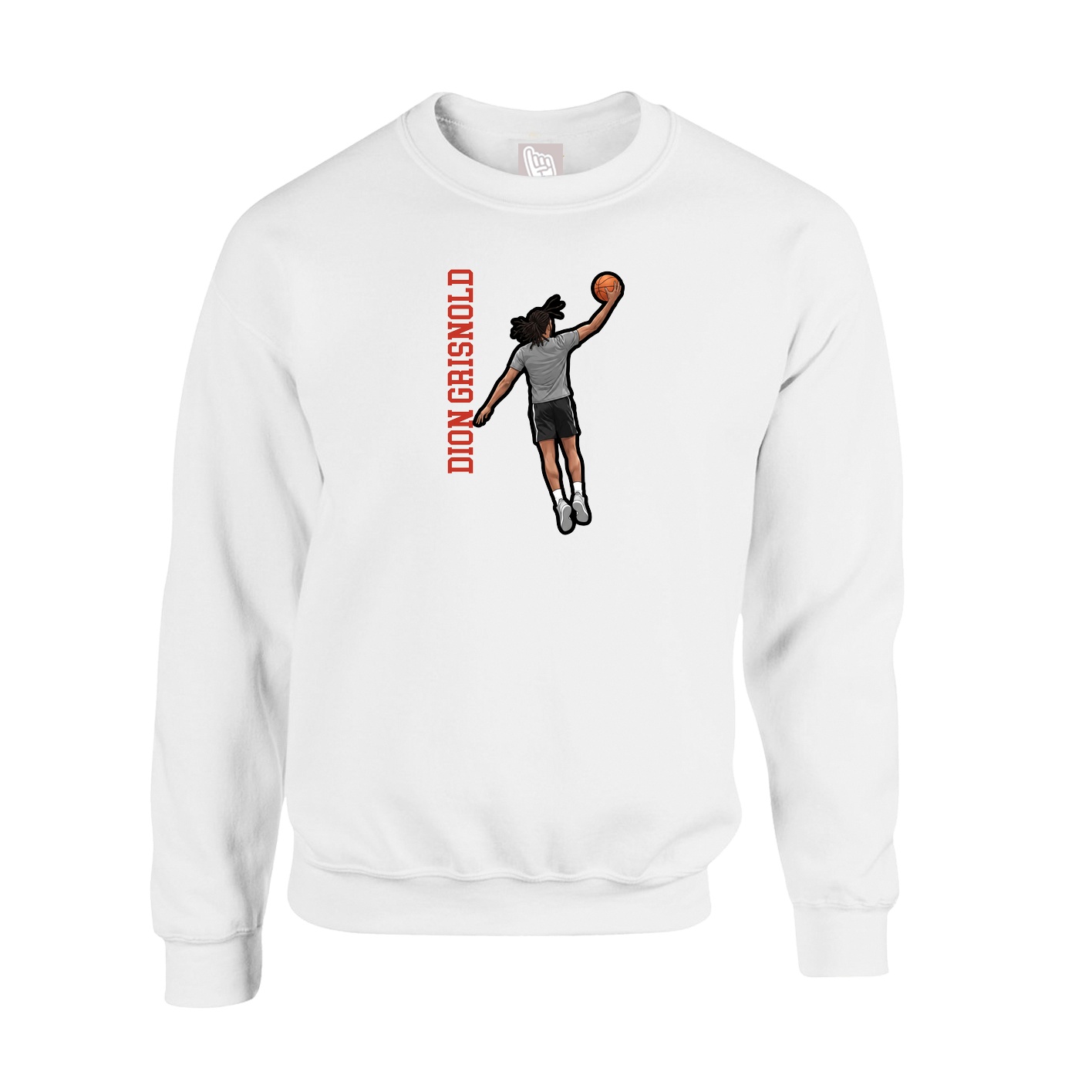 Fleece Crew — Name Vertical in White