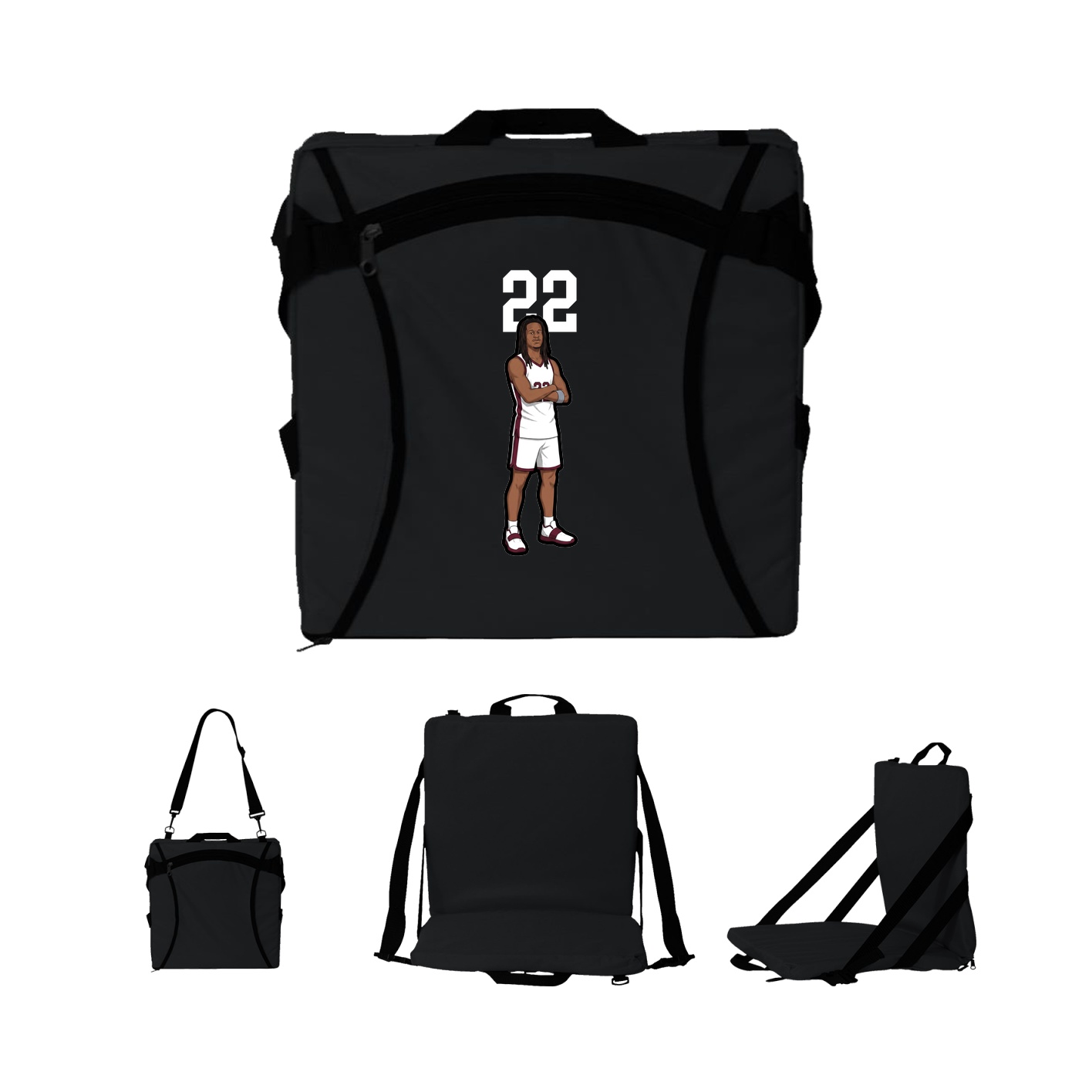 Folding Stadium Seat — Number Top in Black