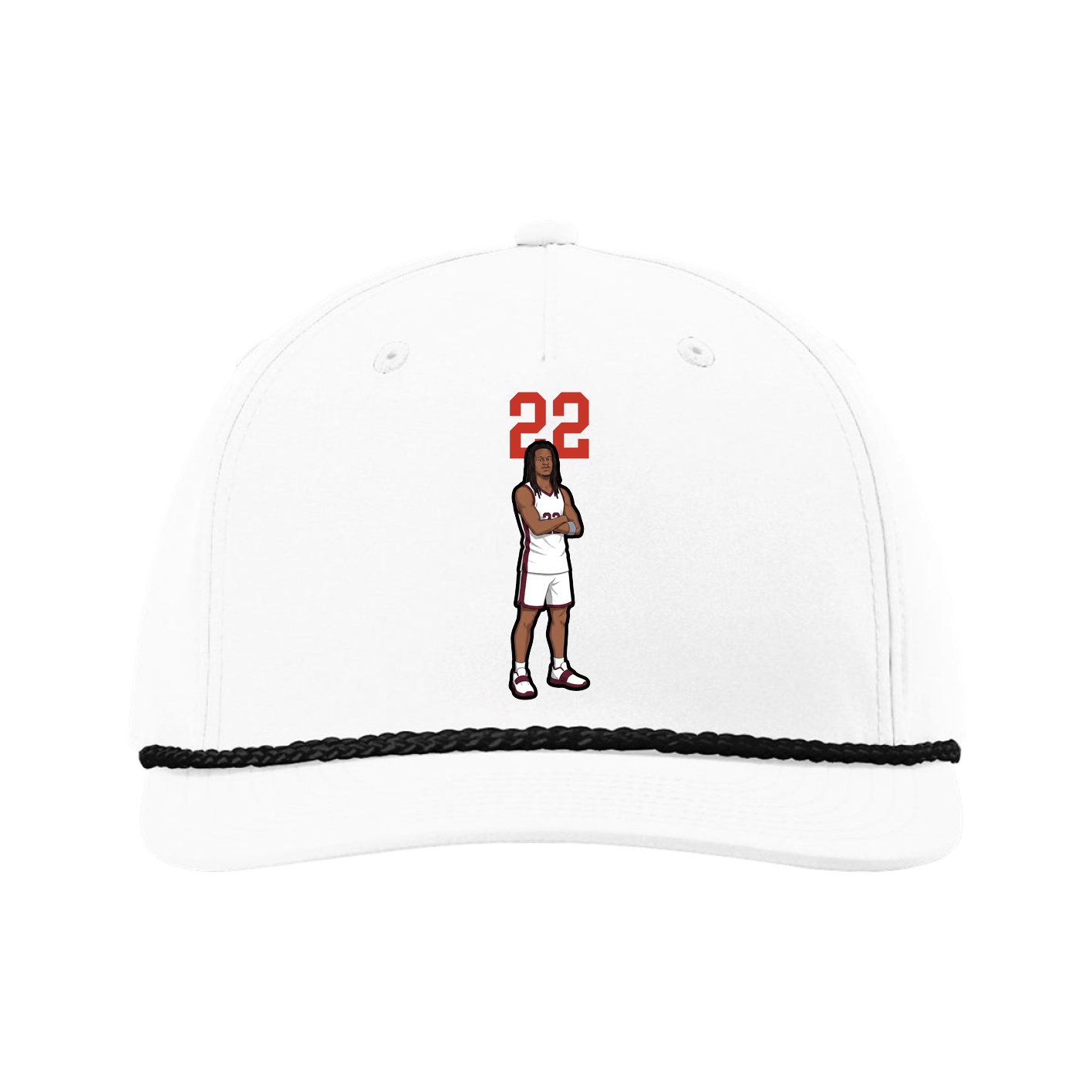 Five-Panel Classic Rope Cap — Number Top in White