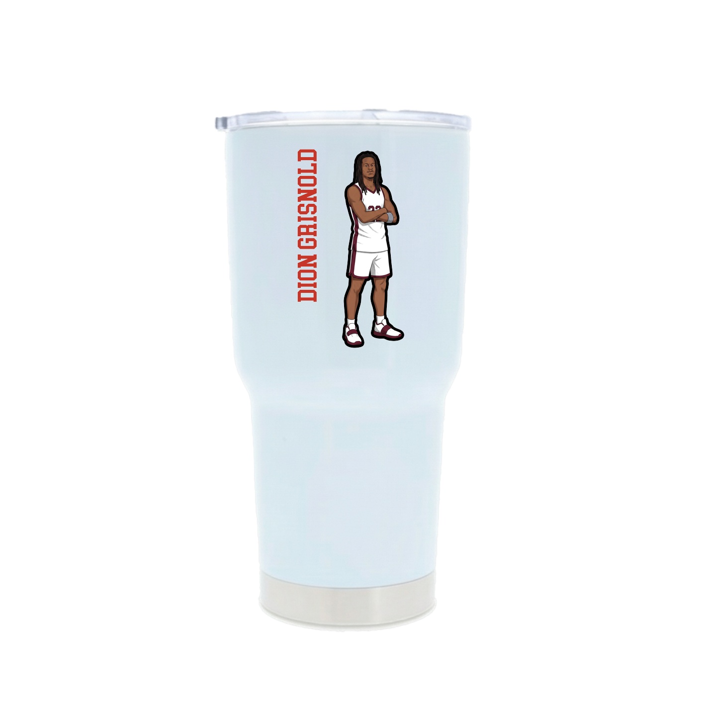 30oz Stainless Steel Tumbler — Name Vertical in White