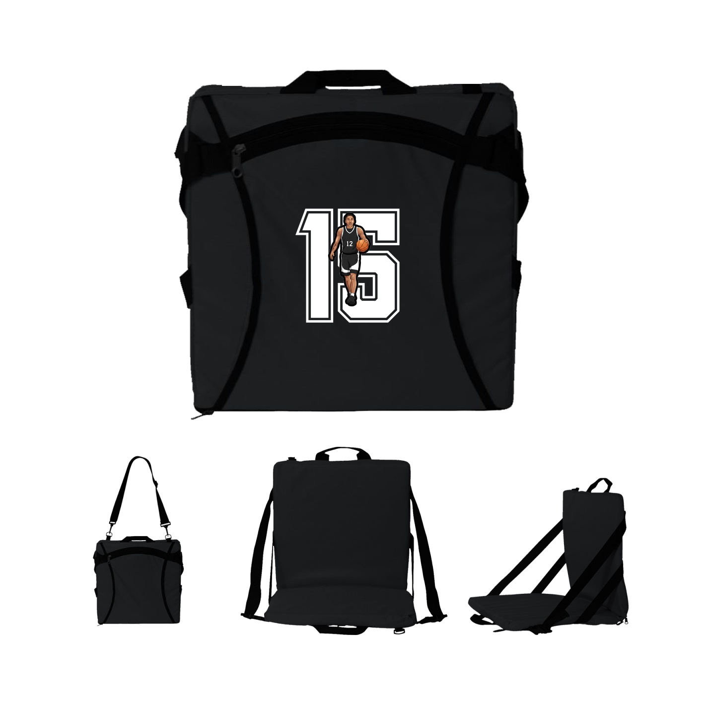 Folding Stadium Seat — Number in Black