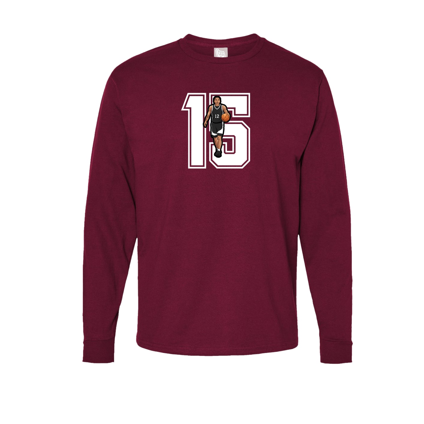 Long Sleeve Tee — Number in Cardinal