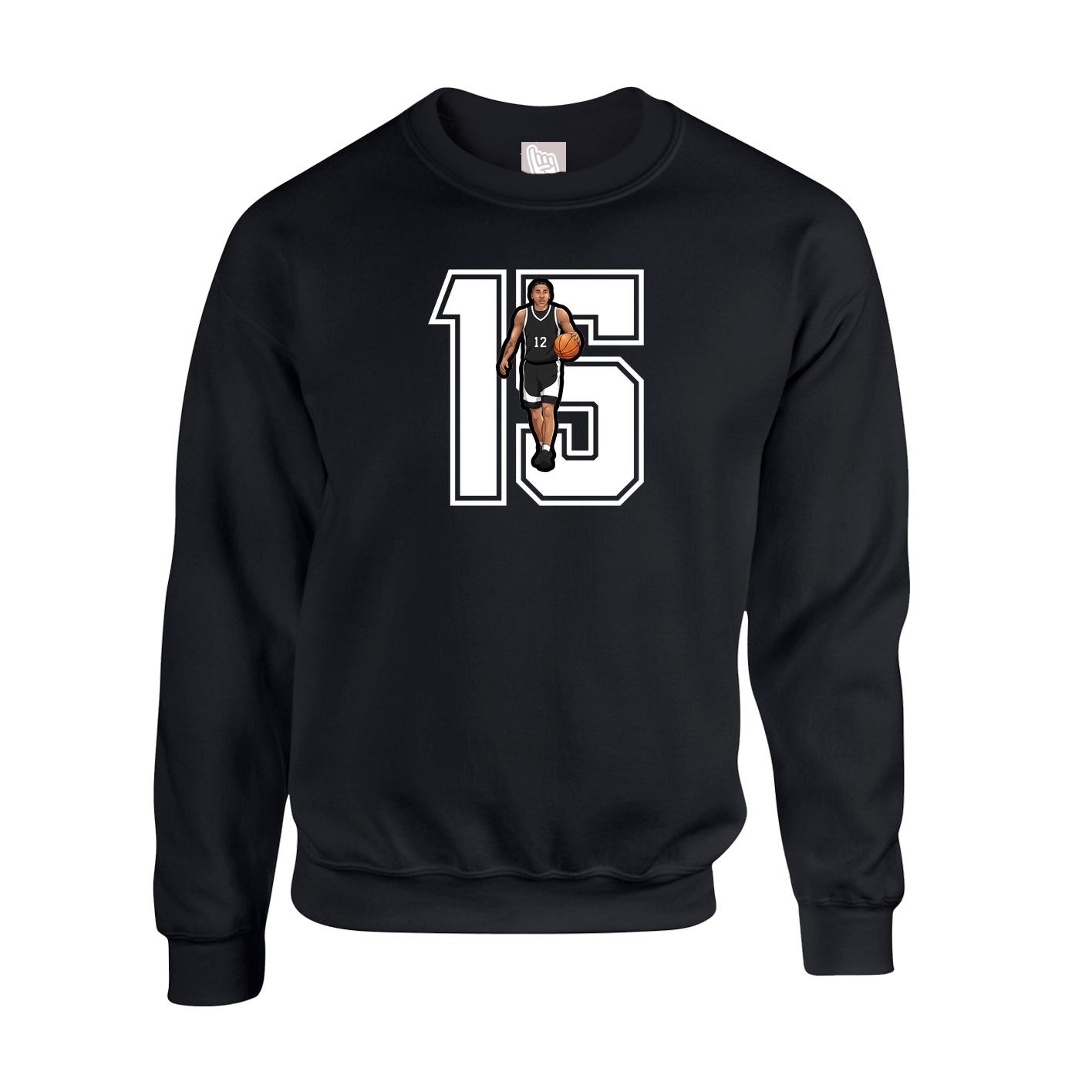 Fleece Crew — Number in Black