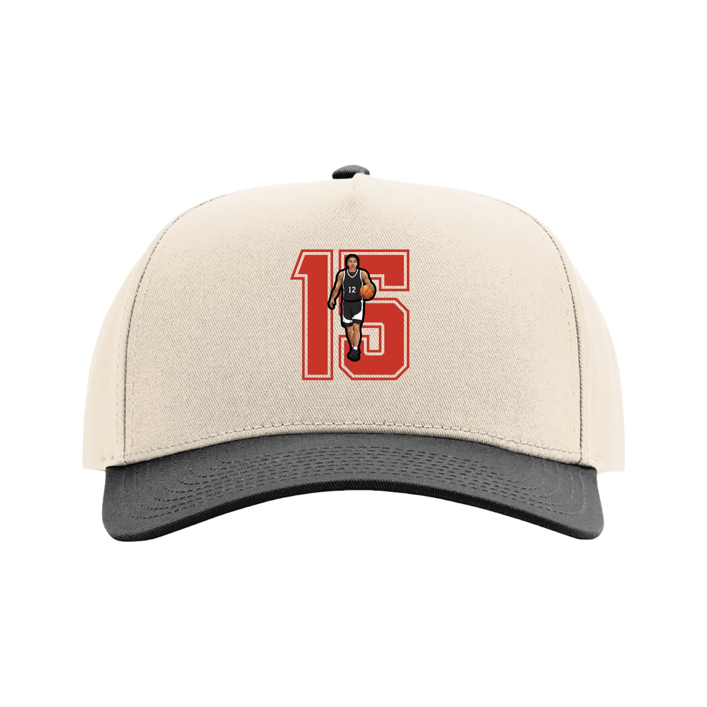 Full Fabric Five-Panel Champ Cap — Number in Cream/Black
