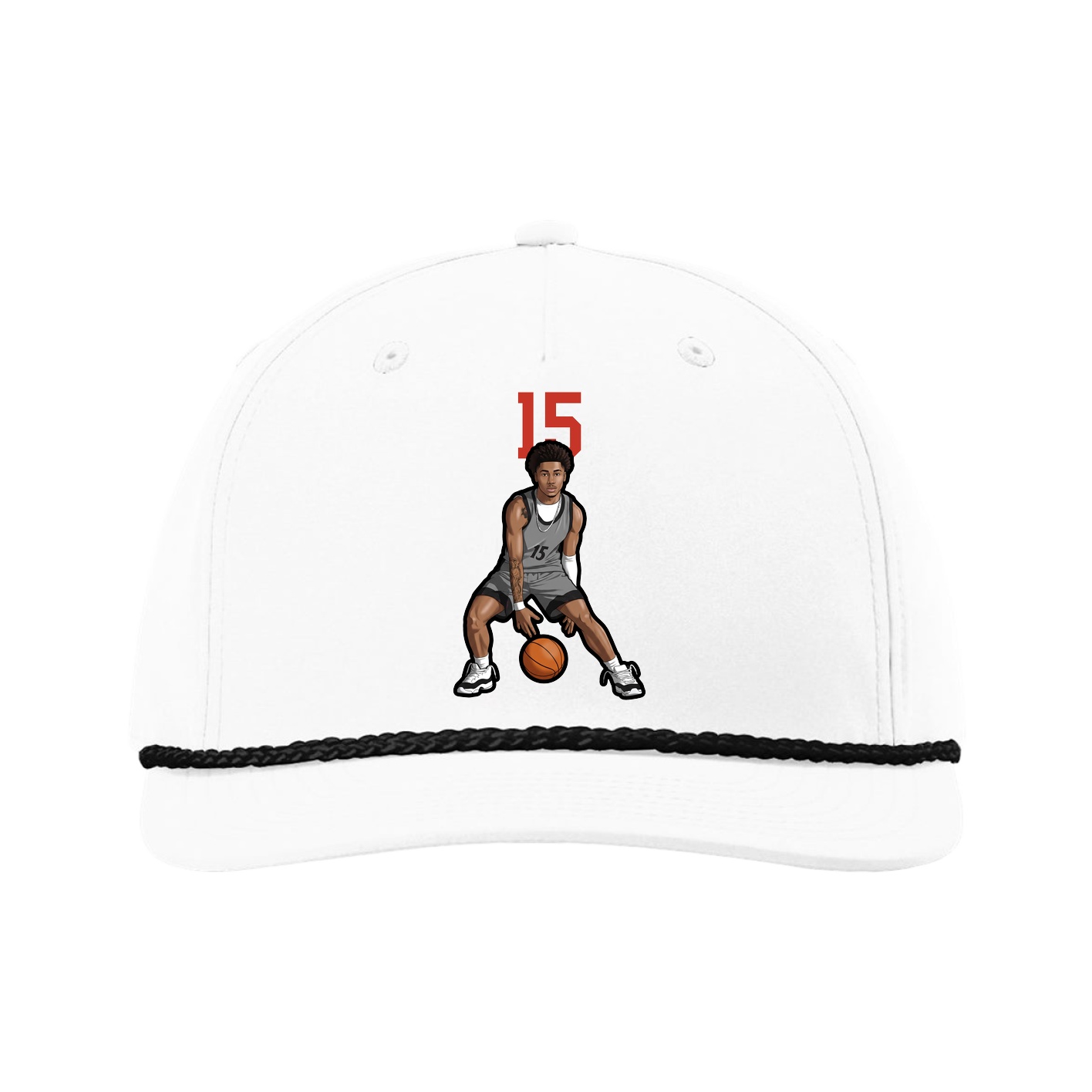 Five-Panel Classic Rope Cap — Number Top in White