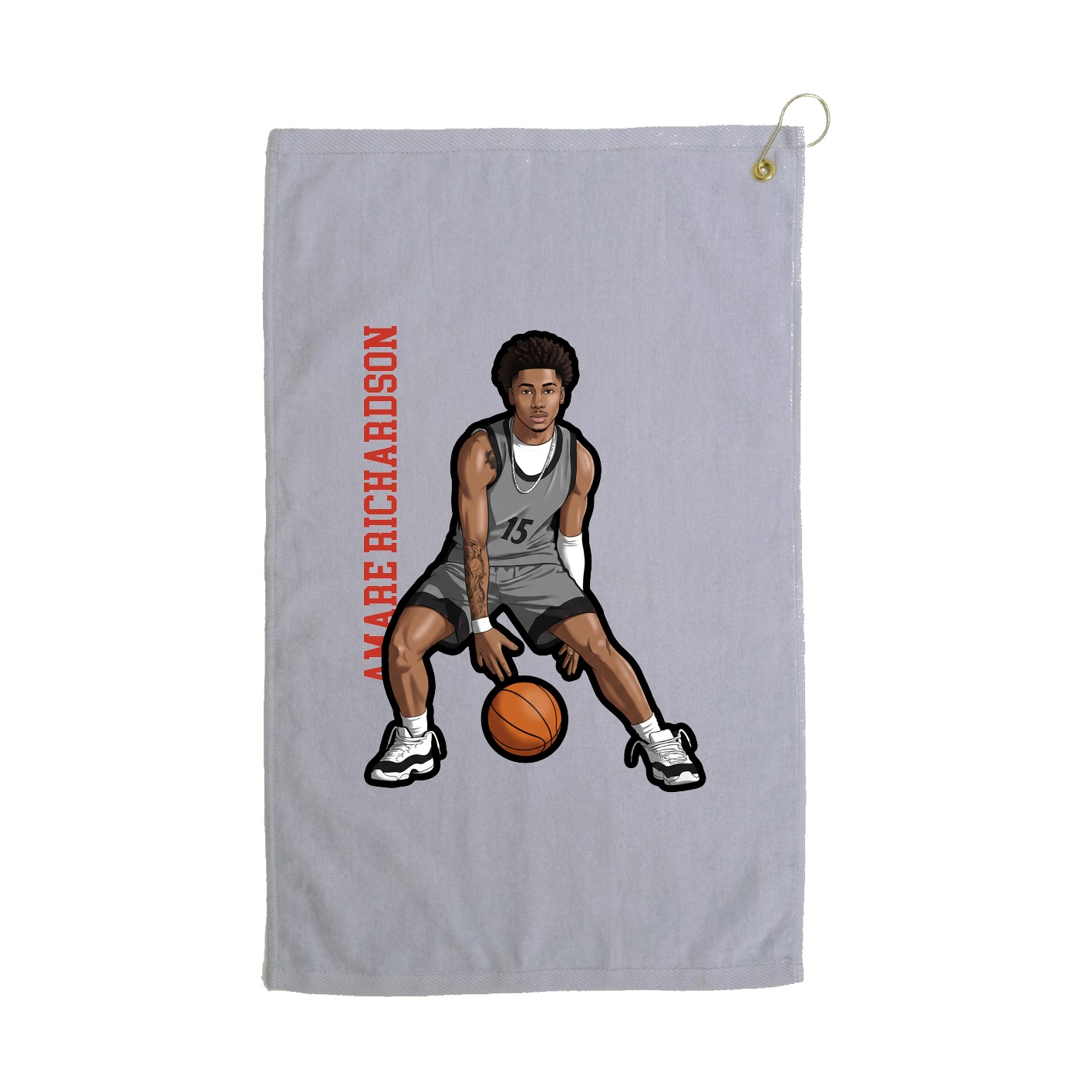 Golf Towel — Name Vertical in Grey