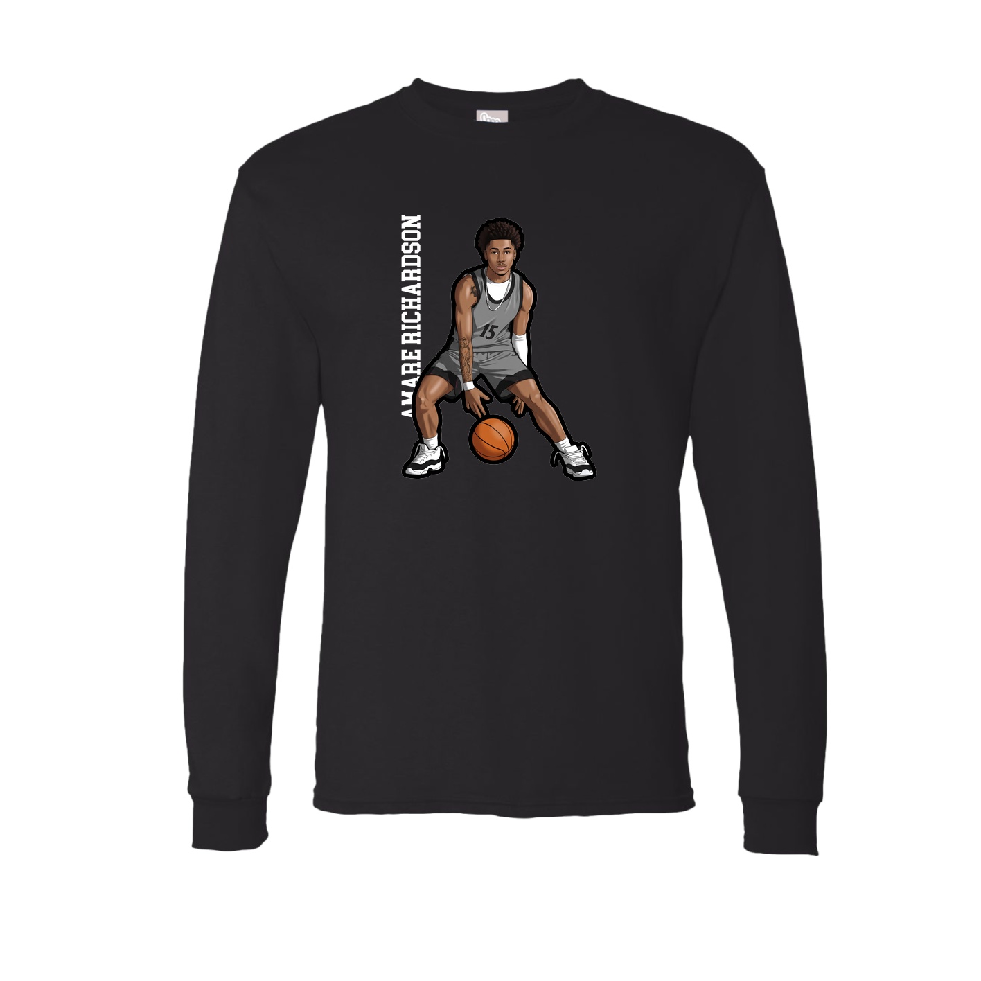 Long Sleeve Tee — Name Vertical in Black