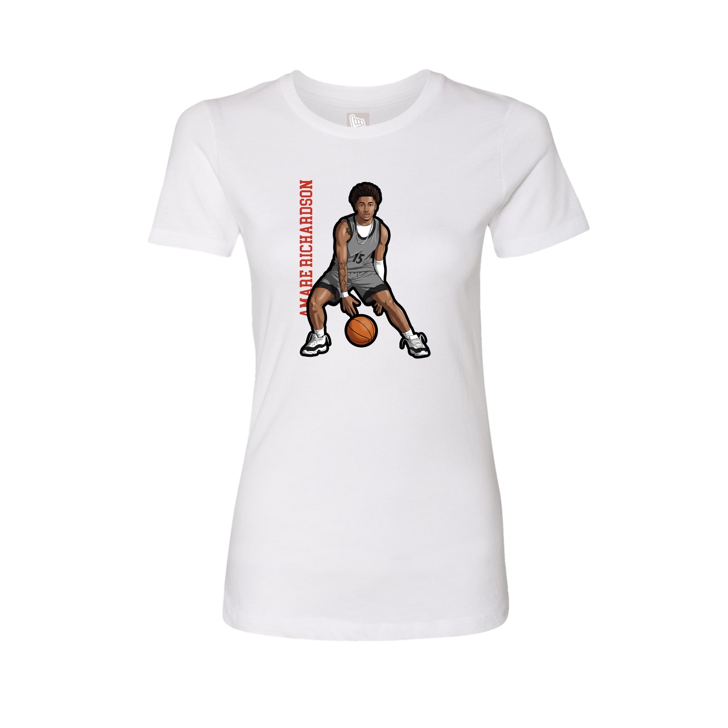 Womens Tee — Name Vertical in White
