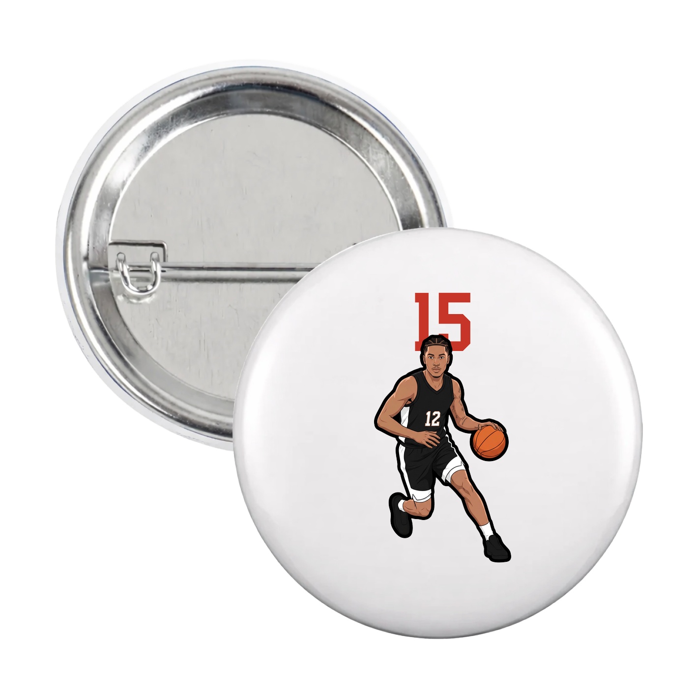 Game Day Button — Number Top in White