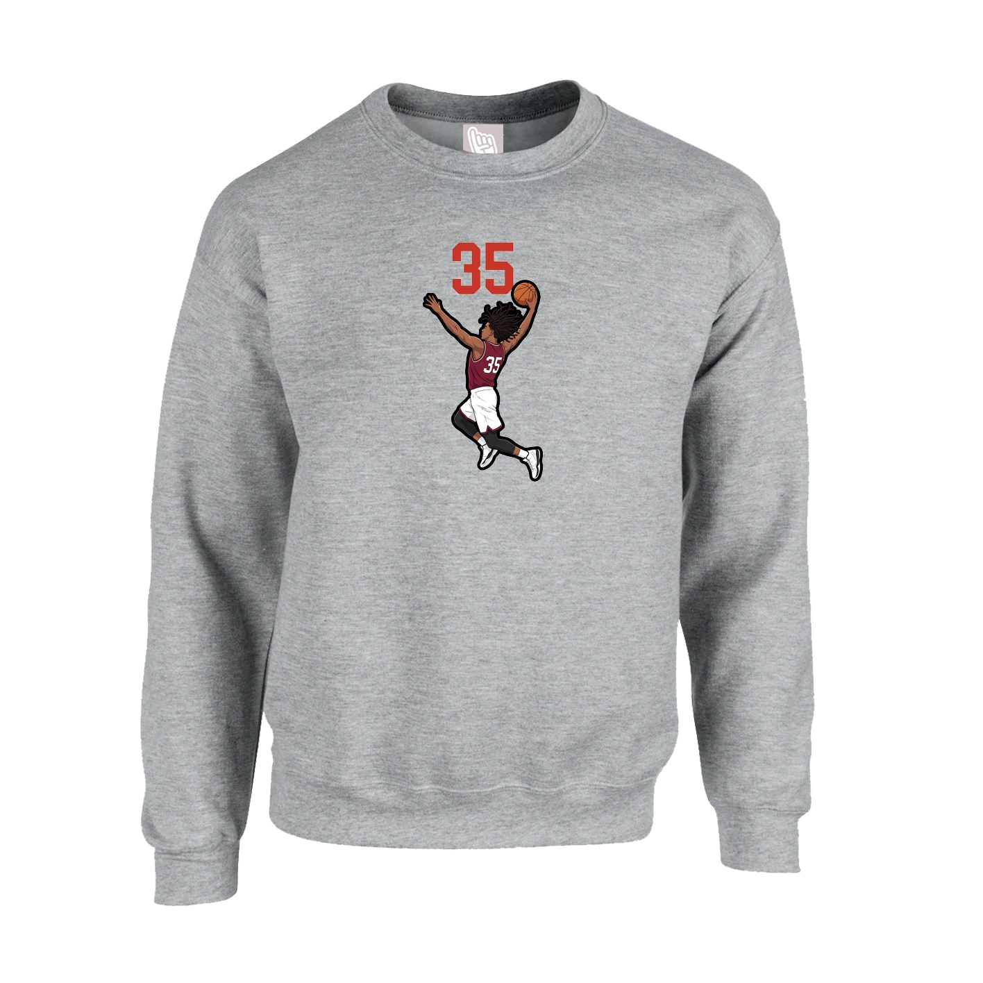 Fleece Crew — Number Top in Grey