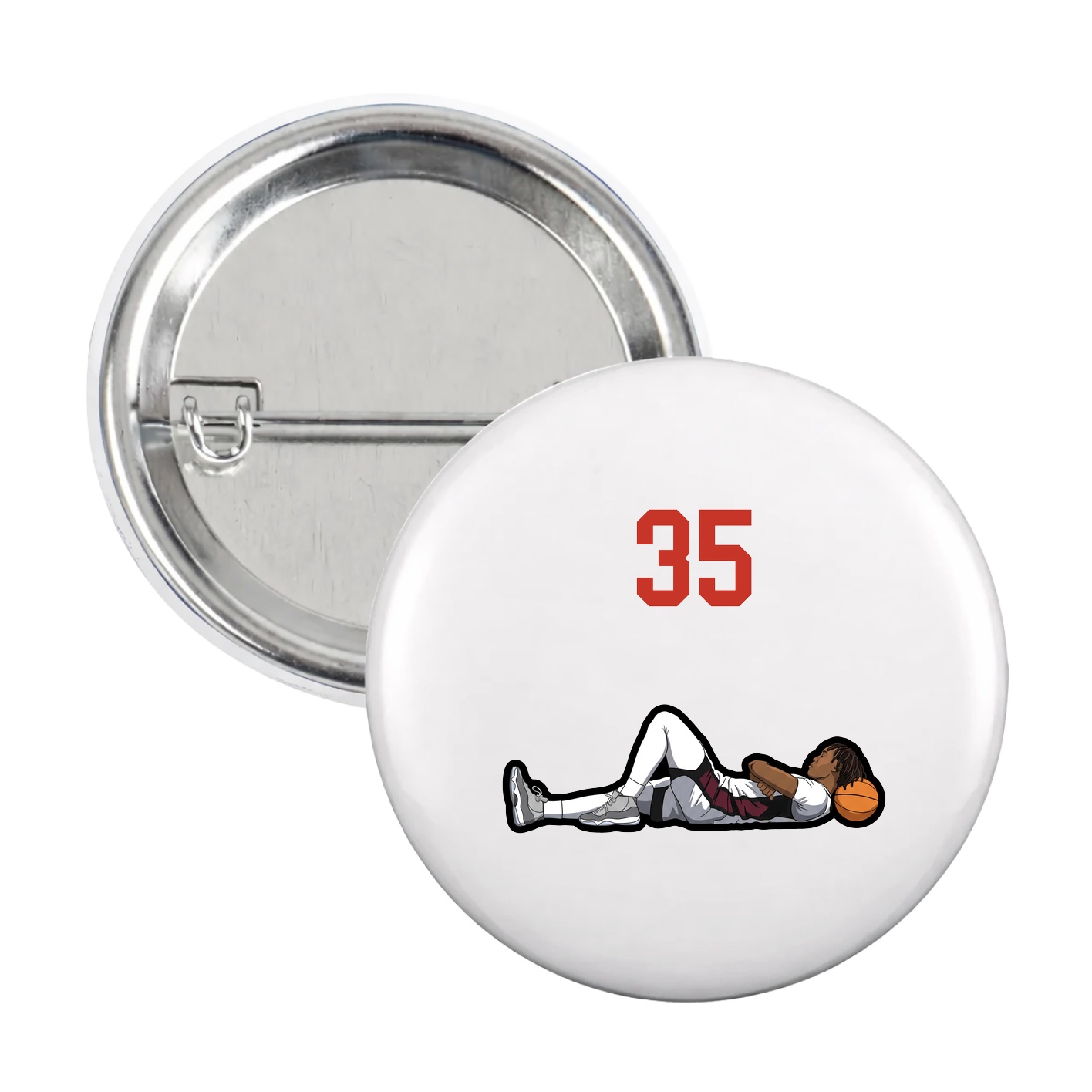 Game Day Button — Number Top in White