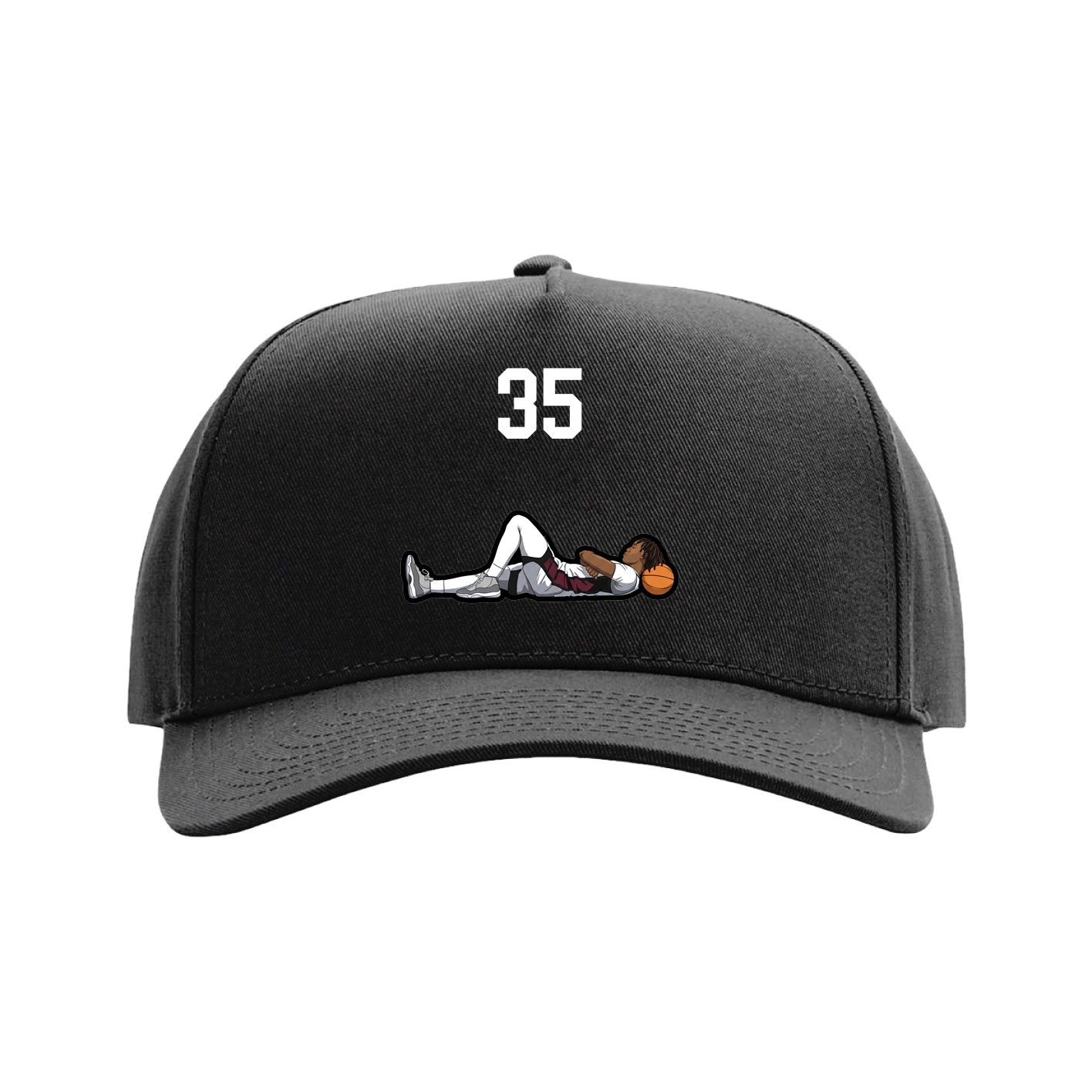 Full Fabric Five-Panel Champ Cap — Number Top in Black