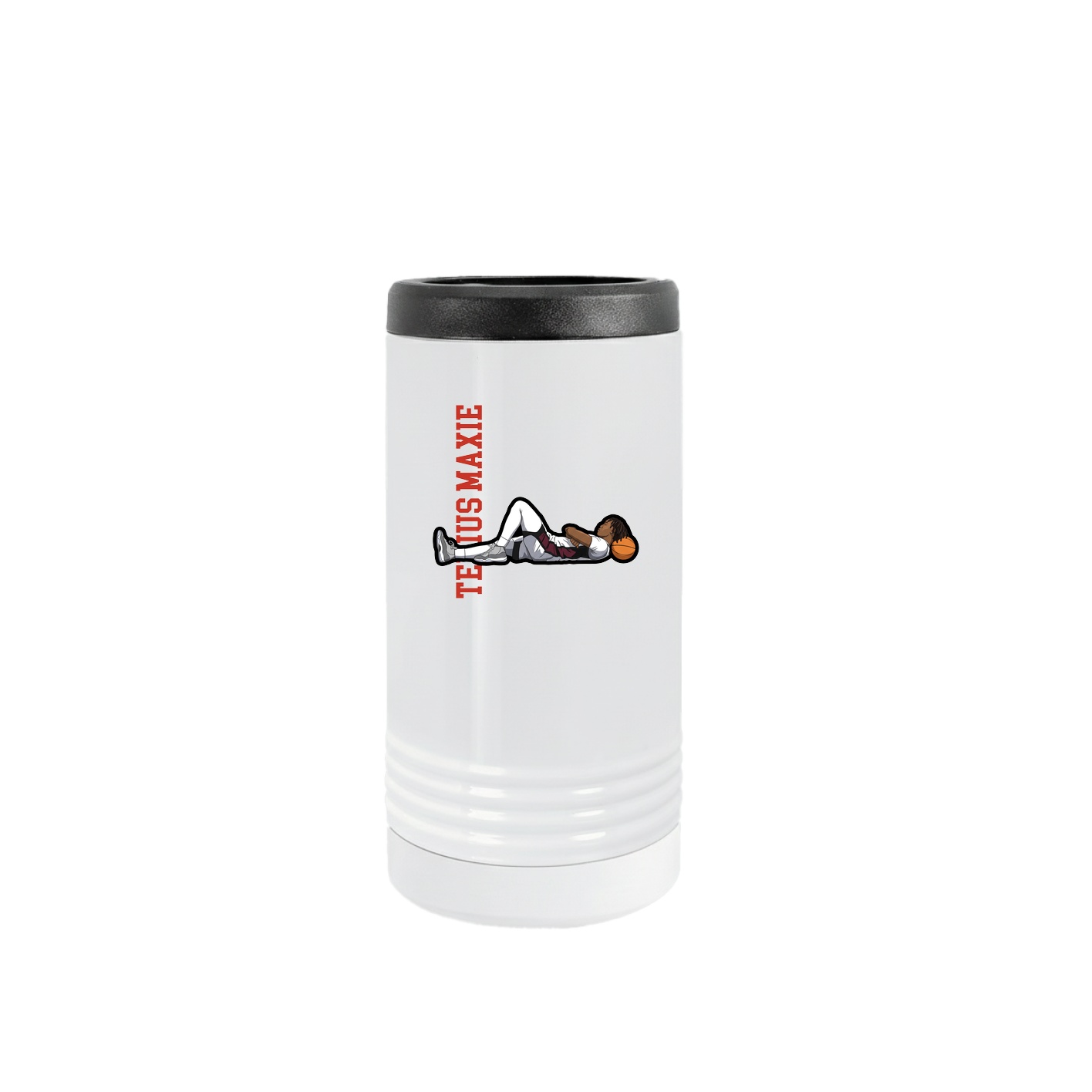Slim Beverage Holder — Name Vertical in White