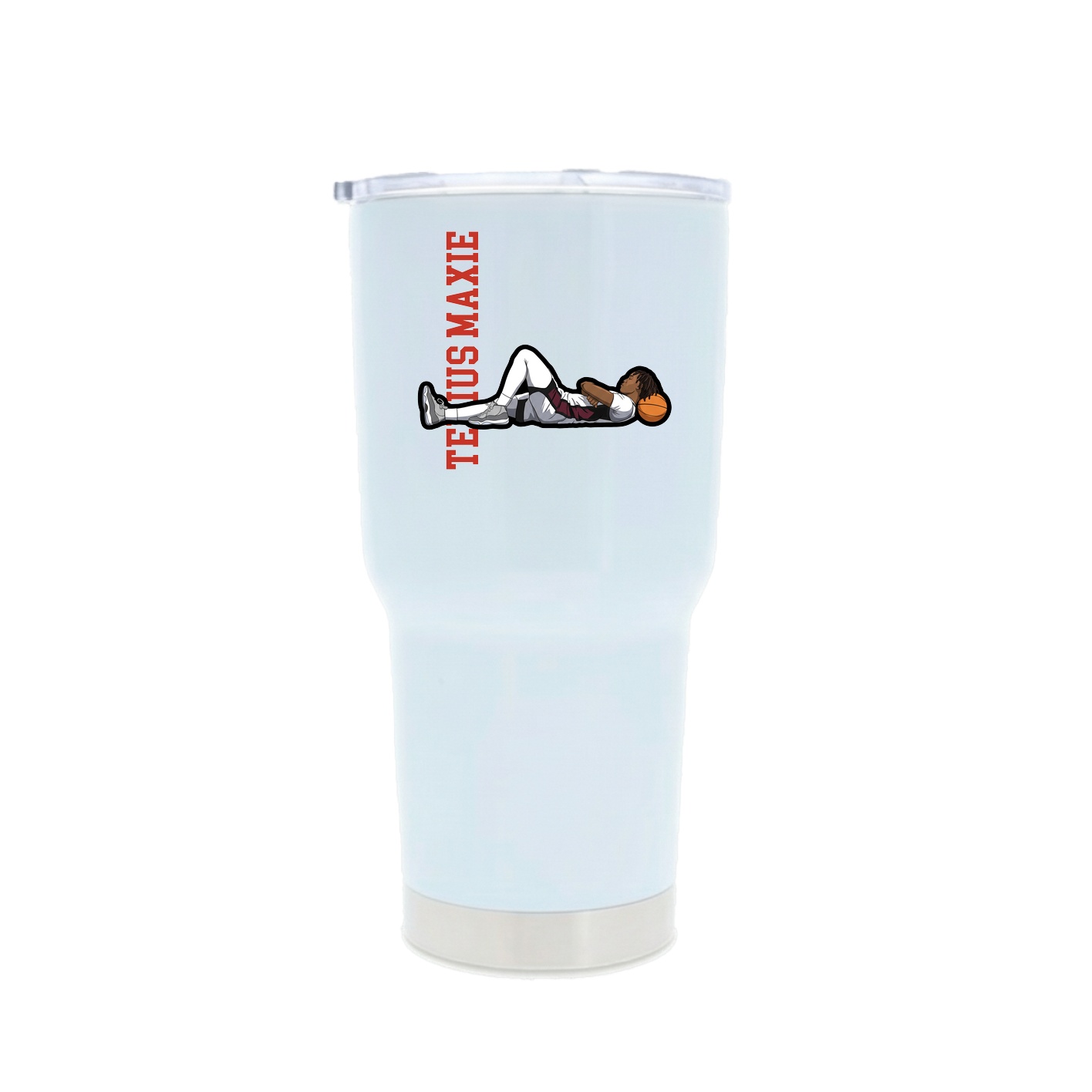 30oz Stainless Steel Tumbler — Name Vertical in White