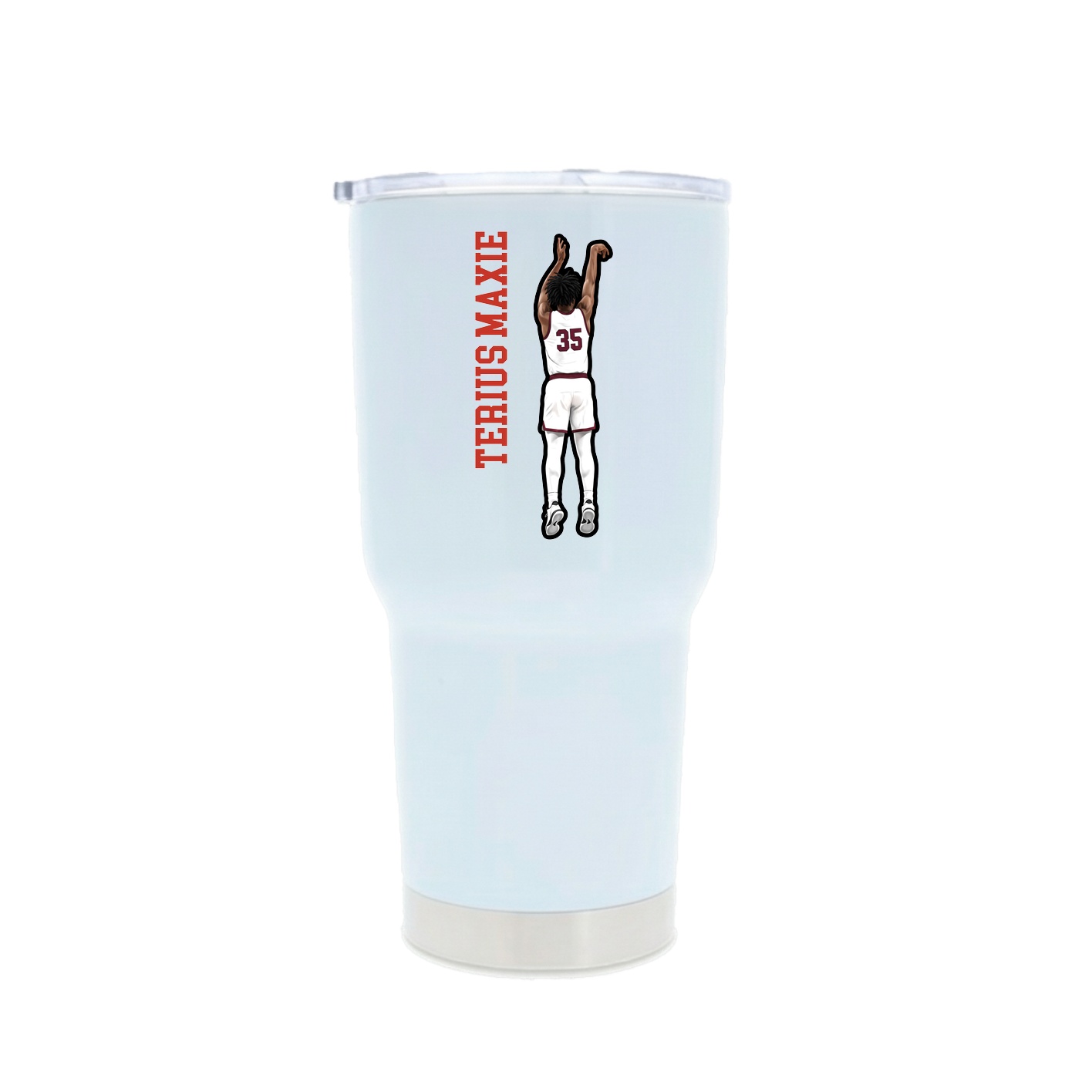 30oz Stainless Steel Tumbler — Name Vertical in White