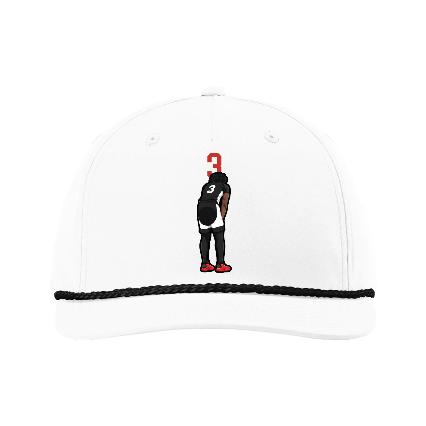 Five-Panel Classic Rope Cap — Number Top in White
