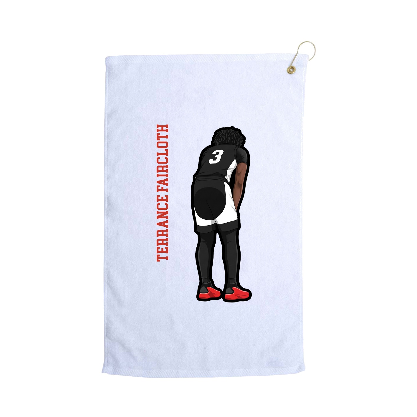 Golf Towel — Name Vertical in White