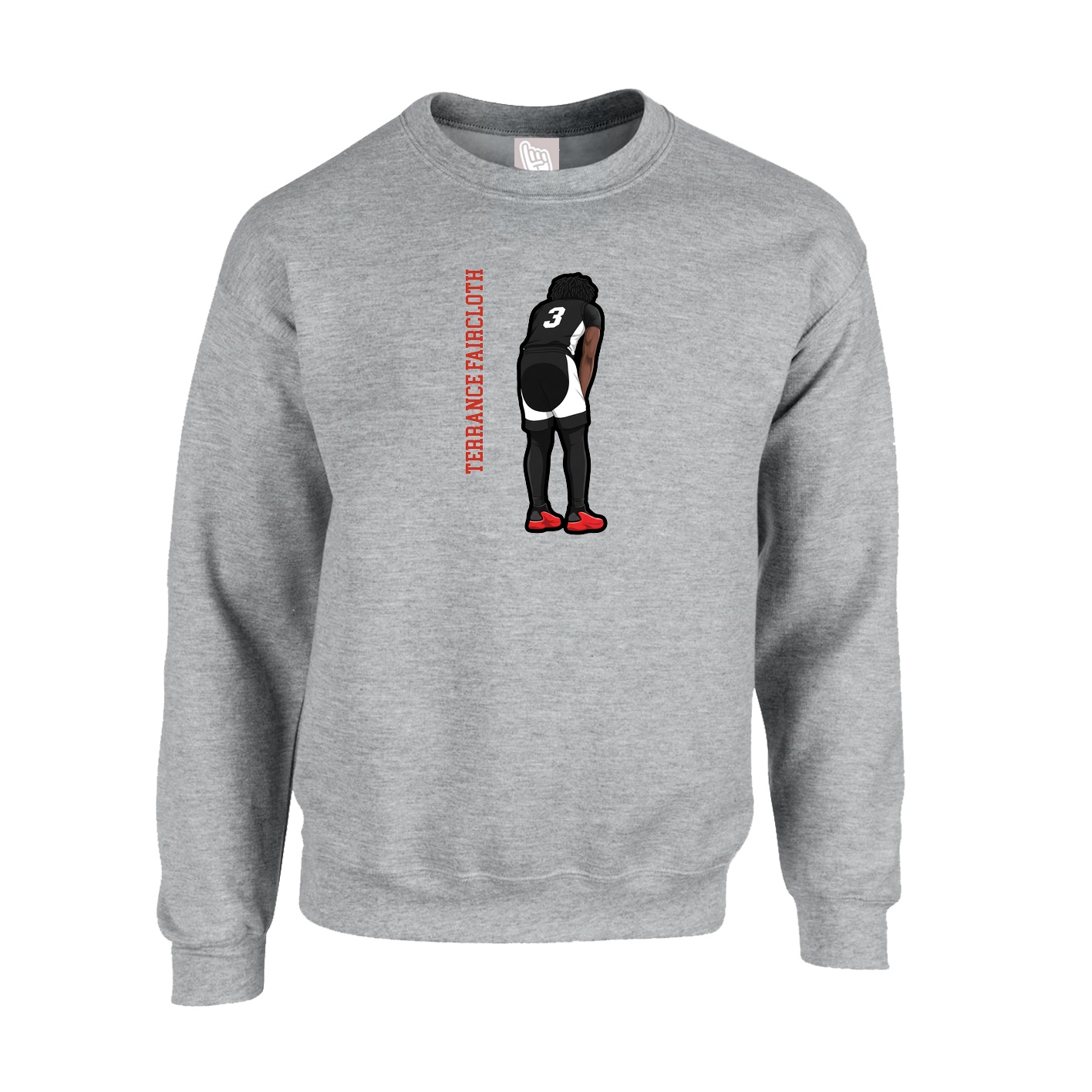 Fleece Crew — Name Vertical in Grey