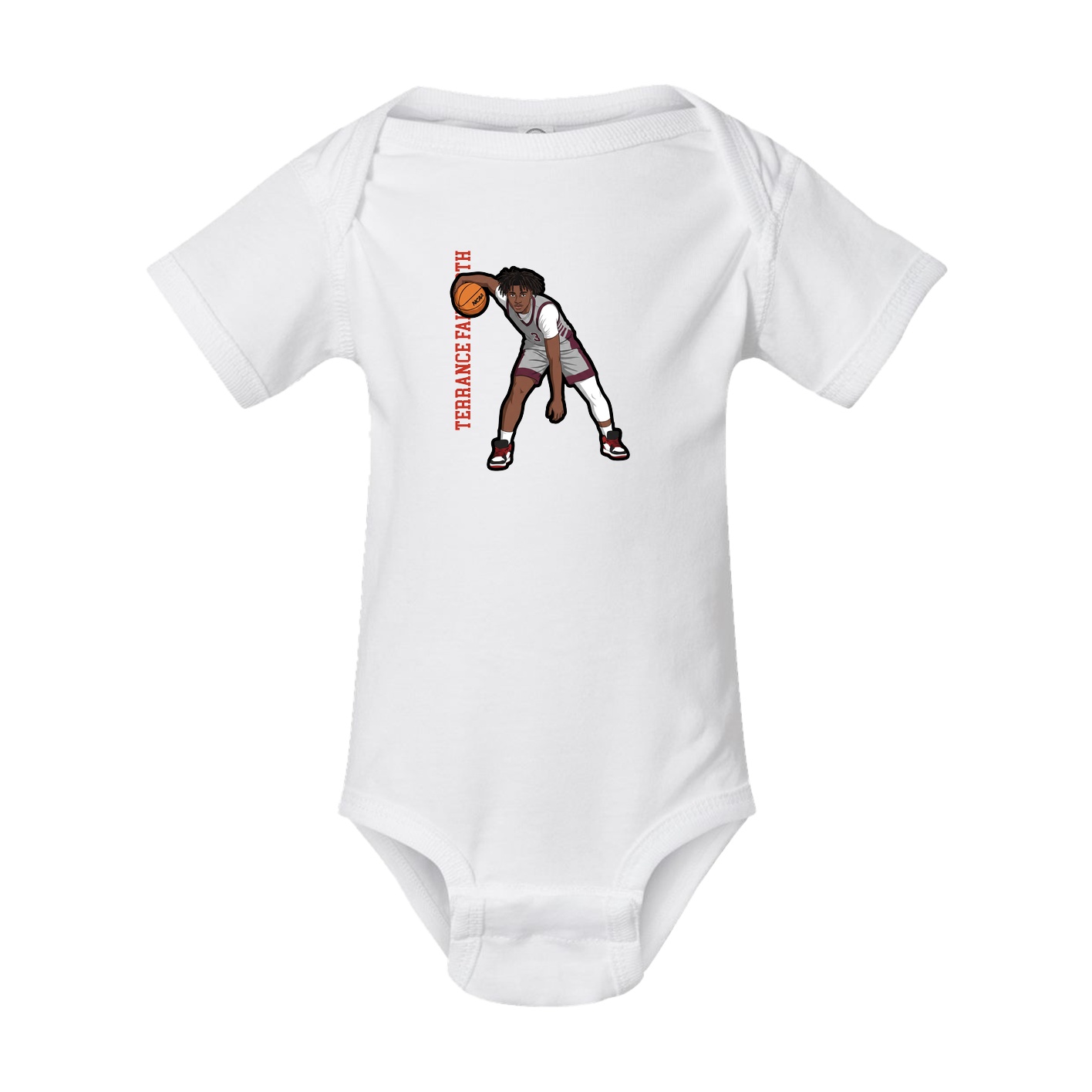 Baby Onesie — Name Vertical in White