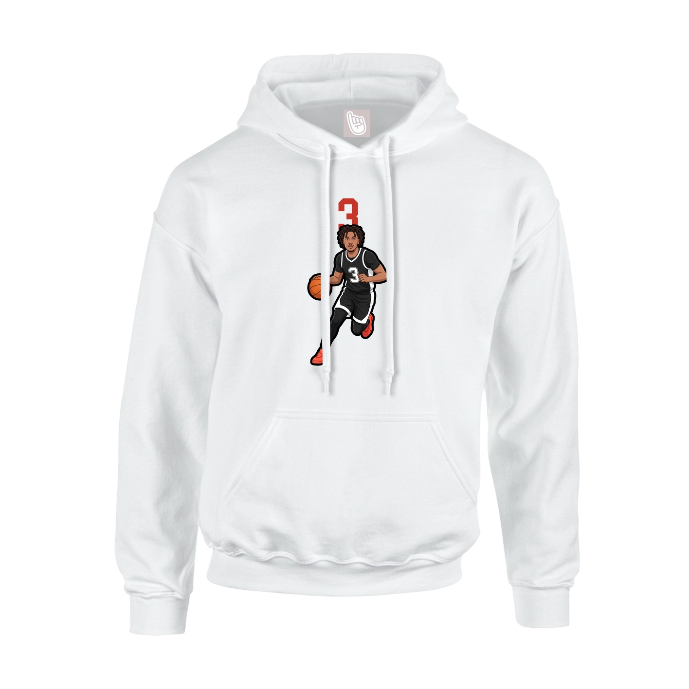 Youth Hoodie — Number Top in White