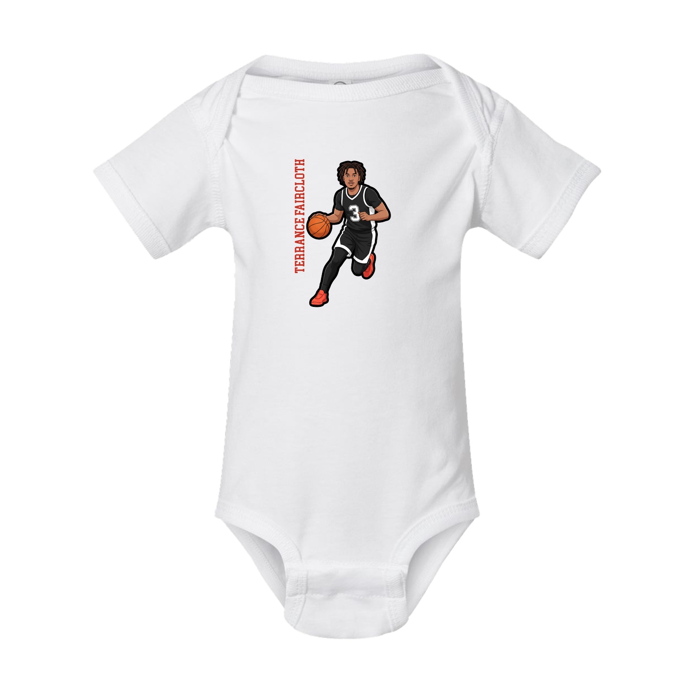 Baby Onesie — Name Vertical in White