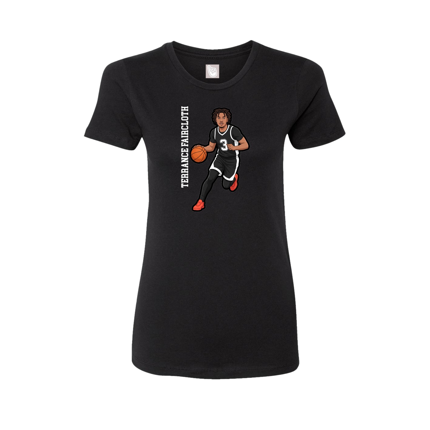 Womens Tee — Name Vertical in Black