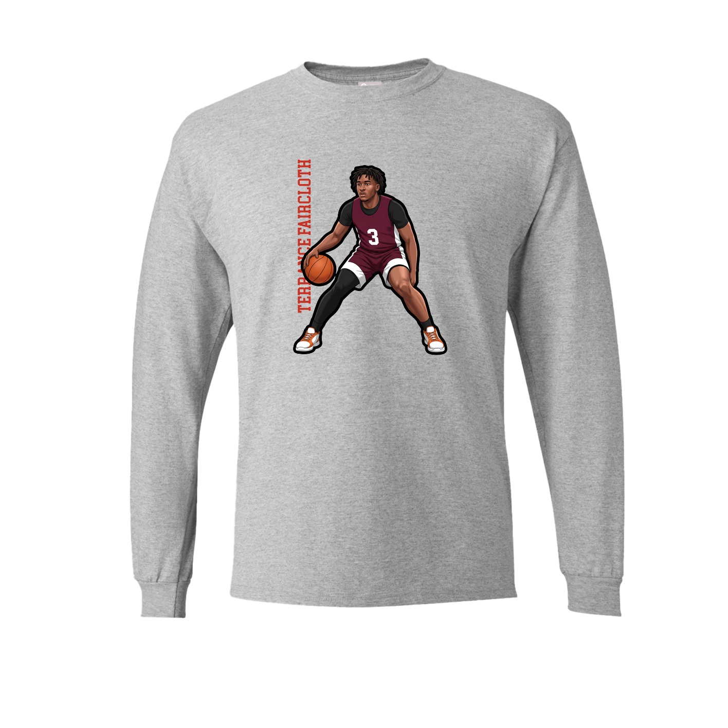 Long Sleeve Tee — Name Vertical in Grey