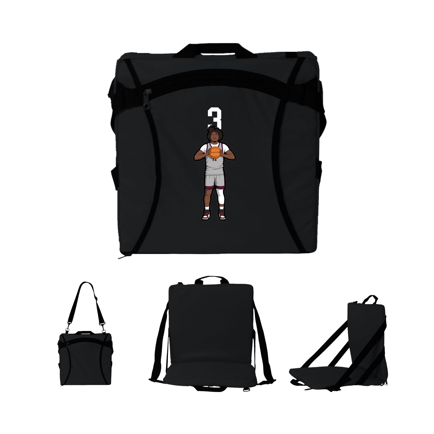 Folding Stadium Seat — Number Top in Black