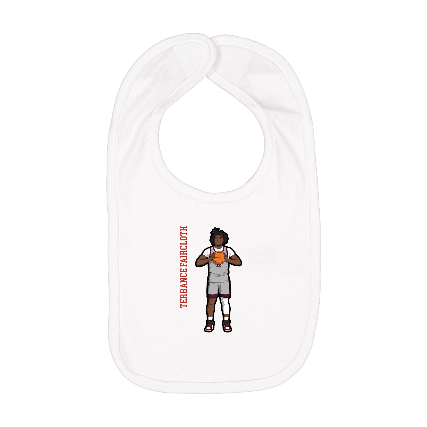 Infant Bib — Name Vertical in White